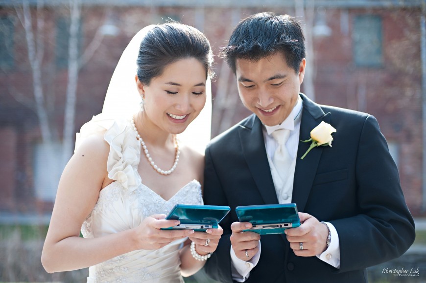 Christopher Luk Weddings 2011 - Assunta and Richard - Timothy Eaton Memorial Church - Bride and Groom Candid Nintendo DS