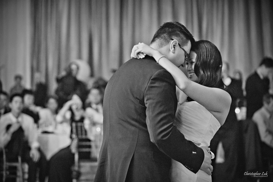 Christopher Luk 2012 - Cindy and Walter's Wedding - Westin Prince Hotel Downtown Toronto Grand Luxe Event Boutique - Bride and Groom First Dance Black and White