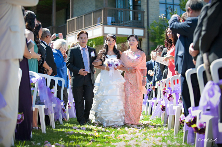 Christopher Luk 2013 - Yanto and Jon's Wedding - The Manor By Peter and Paul's - Toronto Wedding Event Photographer - Bride Family Father Mother Parents Walking Down the Aisle Outdoor Ceremony