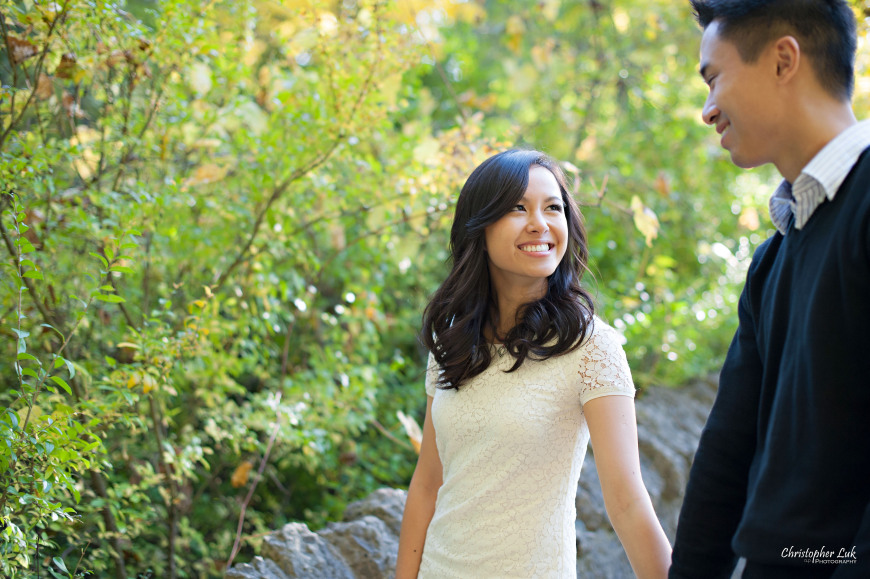Christopher Luk 2014 - Karen and Scott's Engagement Session - Riverdale Farm - Toronto Wedding Event Photographer - Bride and Groom Photojournalistic Natural Relaxed Candid Walking Smile Laugh Autumn Fall Leaves