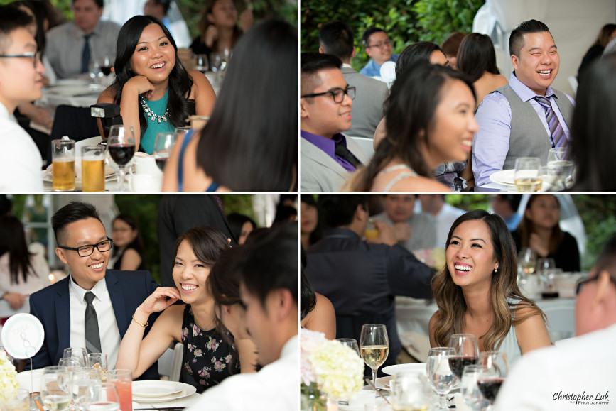 Christopher Luk 2015 - Karen and Scott's Wedding - Miller Lash House University Toronto Scarborough UTSC Outdoor Summer Ceremony Reception - Photojournalistic Candid Natural Relaxed Guests Friends Laughing Interacting Mingling