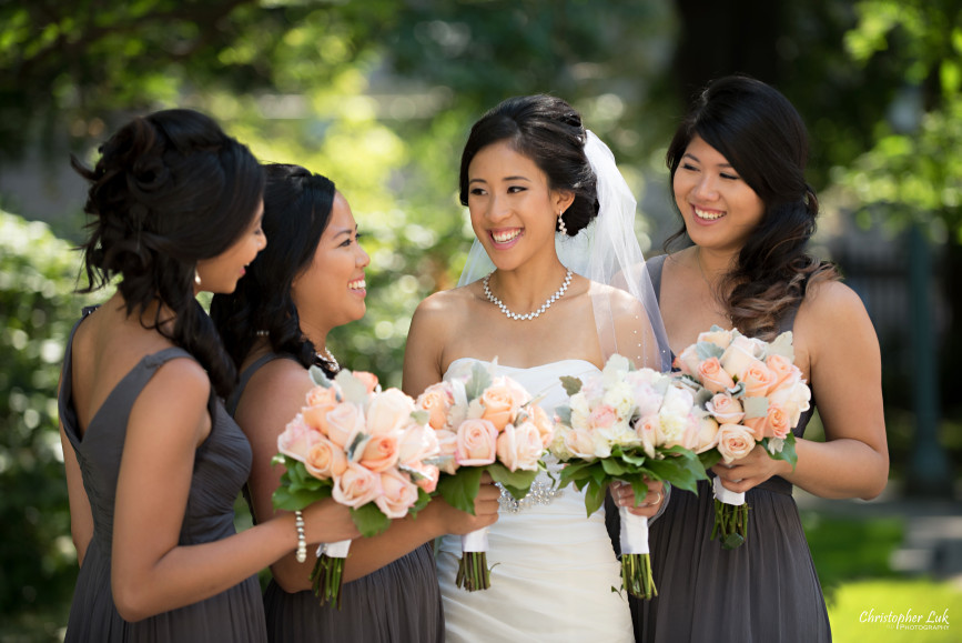 Christopher Luk 2015 - Jaynelle and Ernest's Wedding - Toronto Chinese Baptist Church Osgoode Hall Argonaut Rowing Club Henley Room Waterfront Venue - Bride Creative Relaxed Portrait Session Photojournalistic Natural Candid Posed Bridesmaids Smile