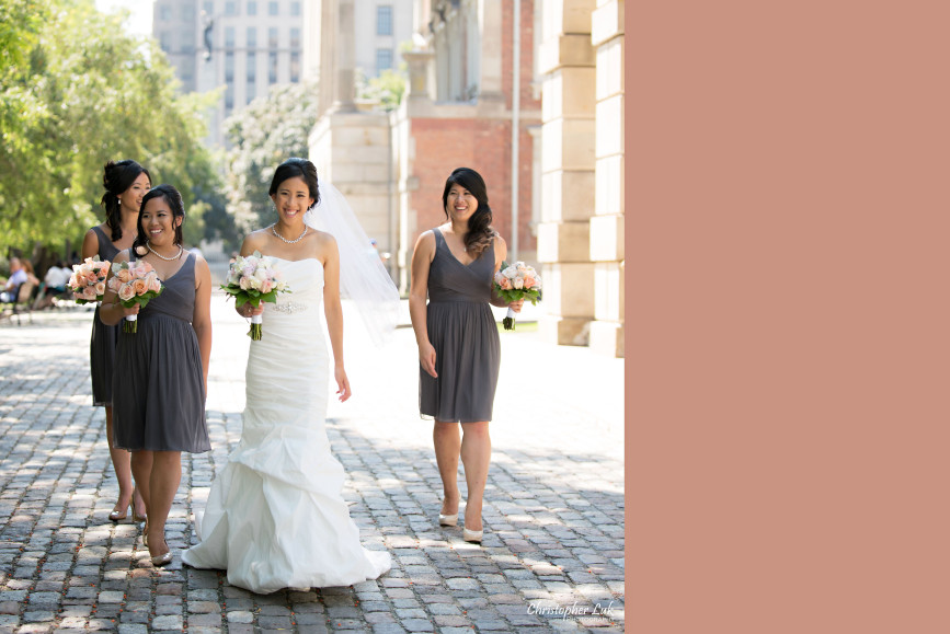 Christopher Luk 2015 - Jaynelle and Ernest's Wedding - Toronto Chinese Baptist Church Osgoode Hall Argonaut Rowing Club Henley Room Waterfront Venue - Bride Creative Relaxed Portrait Session Photojournalistic Natural Candid Posed Walking Bridesmaids