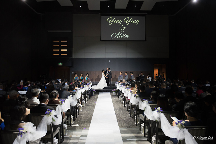 Fall Autumn Wedding Universal EventSpace ByPeterAndPauls Candid Photojournalistic Documentary Natural Ceremony Interior Wide White Ribbon Aisle Runner