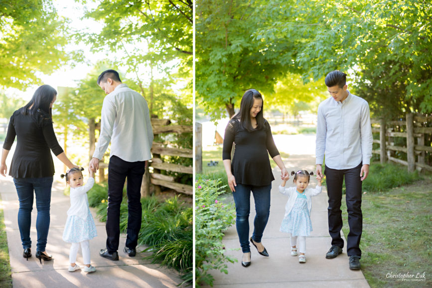 Christopher Luk (Toronto Wedding, Lifestyle & Event Photographer) - Markham Family Maternity Children Session Mommy Mom Daddy Dad Parents Toddler Infant Baby Girl Holding Hands Walking