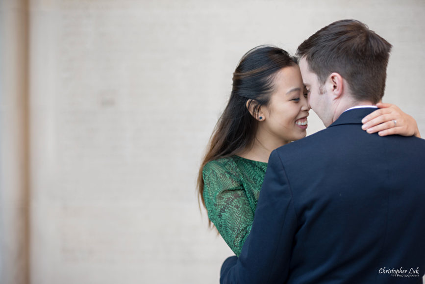 Christopher Luk (Toronto Wedding Photographer): University of Toronto College Doctor of Medicine Engagement Session Bride Groom Natural Candid Photojournalistic Memorial Wall Intimate Snuggle Smile