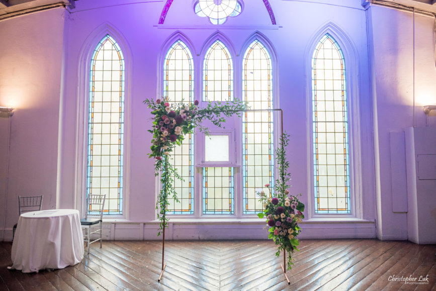 Christopher Luk (Toronto Wedding Photographer): Berkeley Church Vintage Rustic Ceremony Candlelight Dinner Reception Pinterest Worthy Details Coriander Girl Floral Canopy Flower Feature