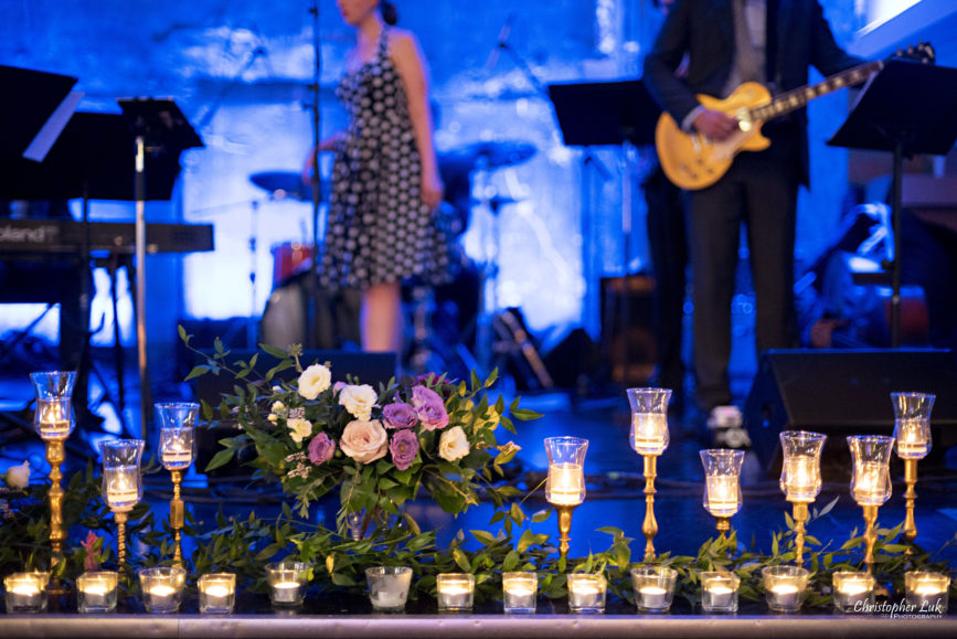 Christopher Luk (Toronto Wedding Photographer): Berkeley Church Vintage Rustic Ceremony Candlelight Dinner Reception Pinterest Worthy Details Candid Natural Photojournalistic Dance Floor Live Band Music Musicians Vocalist Lady Be Good Jazz Swing Top 40 Pop Candles Flowers Floral Candlelight Candlelit Stage