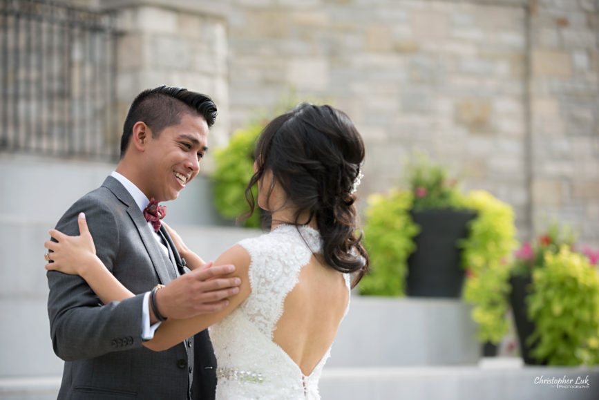 Christopher Luk Toronto Wedding Portrait Lifestyle Event Photographer - Eagles Nest Golf Club Outdoor Ceremony Toronto Raptors Blue Jays Sports Fans Candid Natural Photojournalistic Bride Groom First Look Reveal Emotional Smile