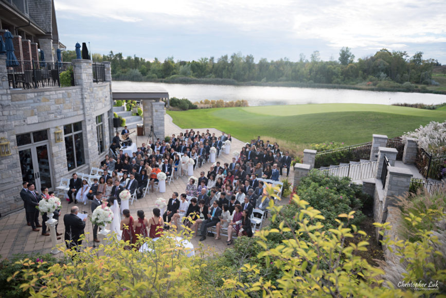 Christopher Luk Toronto Wedding Portrait Lifestyle Event Photographer - Eagles Nest Golf Club Outdoor Ceremony Toronto Raptors Blue Jays Sports Fans Candid Natural Photojournalistic Bride Groom Family Friends Guests Lake Pond Background Greenery Landscape Vows