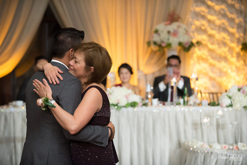 Christopher Luk Toronto Wedding Portrait Lifestyle Event Photographer - Eagles Nest Golf Club Outdoor Ceremony Toronto Raptors Blue Jays Sports Fans Natural Candid Photojournalistic Mother Son Groom Dance Emotional Hug