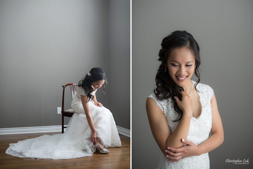 Christopher Luk Toronto Wedding Portrait Lifestyle Event Photographer - Eagles Nest Golf Club Outdoor Ceremony Toronto Raptors Blue Jays Sports Fans Natural Candid Photojournalistic Bride Portrait Shoes Getting Ready