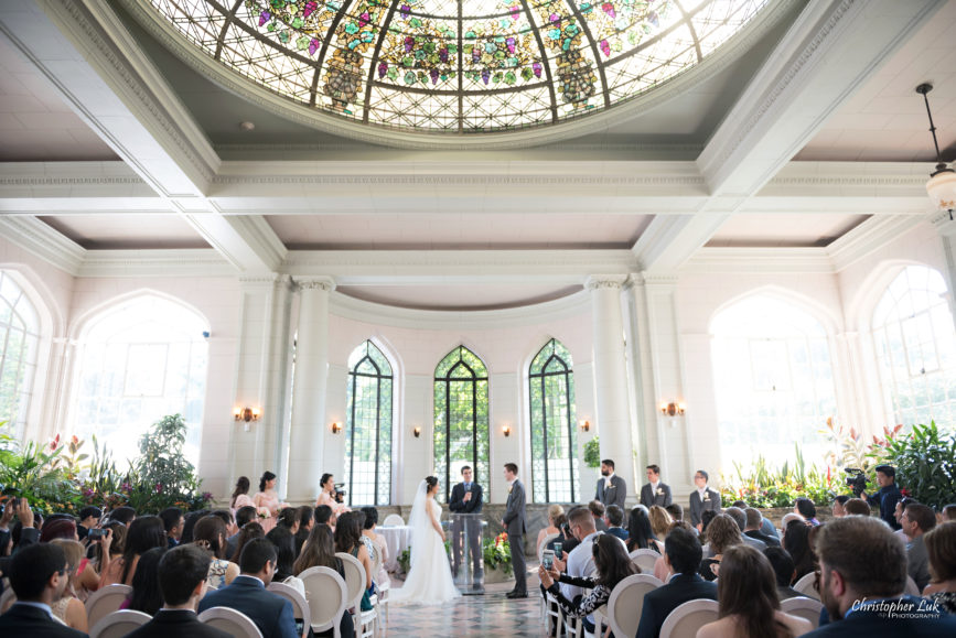 Christopher Luk Toronto Wedding Photographer - Casa Loma Conservatory Ceremony Creative Photo Session ByPeterAndPauls Paramount Event Venue Space Natural Candid Photojournalistic Castle Bride Groom Stained Glass Wide