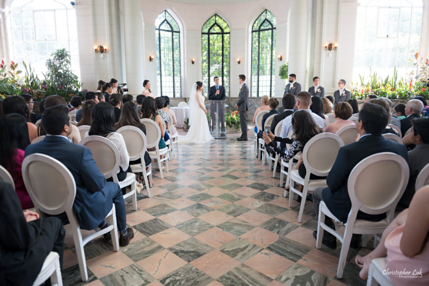 Christopher Luk Toronto Wedding Photographer - Casa Loma Conservatory Ceremony Creative Photo Session ByPeterAndPauls Paramount Event Venue Space Natural Candid Photojournalistic Castle Bride Groom Stained Glass Wide Guests