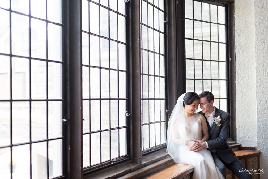 Christopher Luk Toronto Wedding Photographer - Casa Loma Conservatory Ceremony Creative Photo Session ByPeterAndPauls Paramount Event Venue Space Natural Candid Photojournalistic Bride Groom Hug Window Portrait Sitting