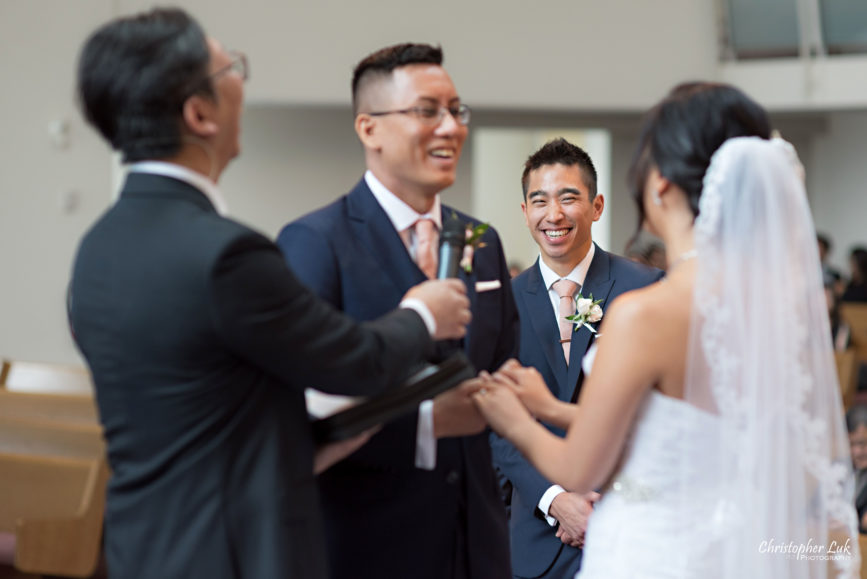 Christopher Luk - Toronto Wedding Photographer - Markham Chinese Baptist Church MCBC Christian Ceremony - Natural Candid Photojournalistic Bride Groom Vows Best Man Laugh