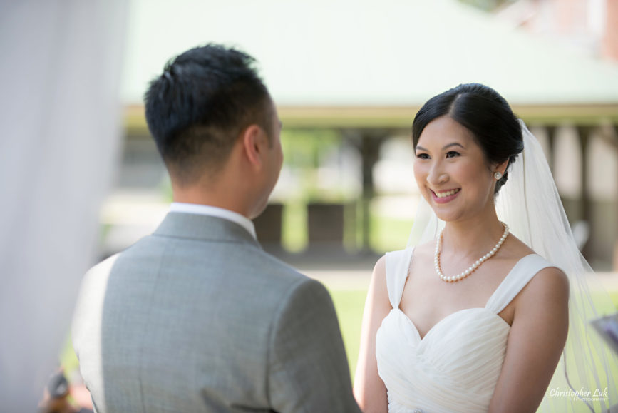 Christopher Luk - Toronto Wedding Lifestyle Event Photographer - Photojournalistic Natural Candid Markham Museum Gazebo Ceremony Bride Vows Smile