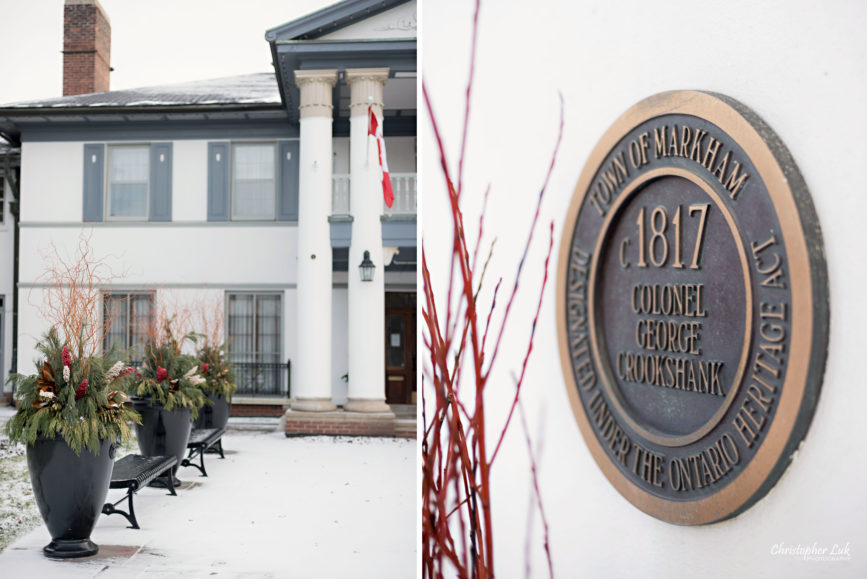 Toronto Wedding Photographer Heintzman House Winter Wedding Historic Estate Event Venue Historical Plaque Thornhill Detail