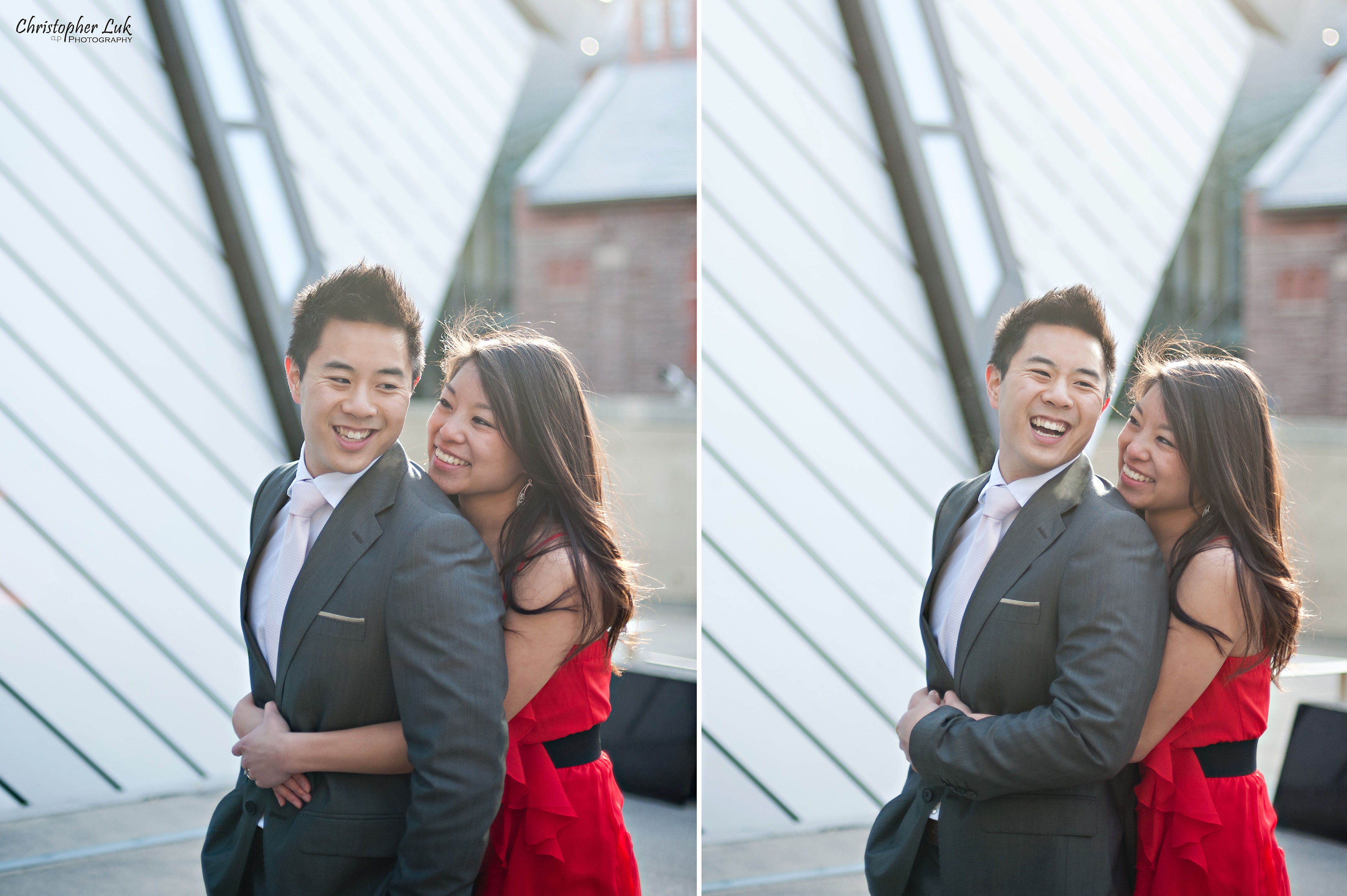 Christopher Luk Engagement Session 2012 - Erin and Brian - Toronto Wedding Photographer Downtown Royal Ontario Museum - Casual Relaxed Candid Photojournalistic Photojournalism Portraits