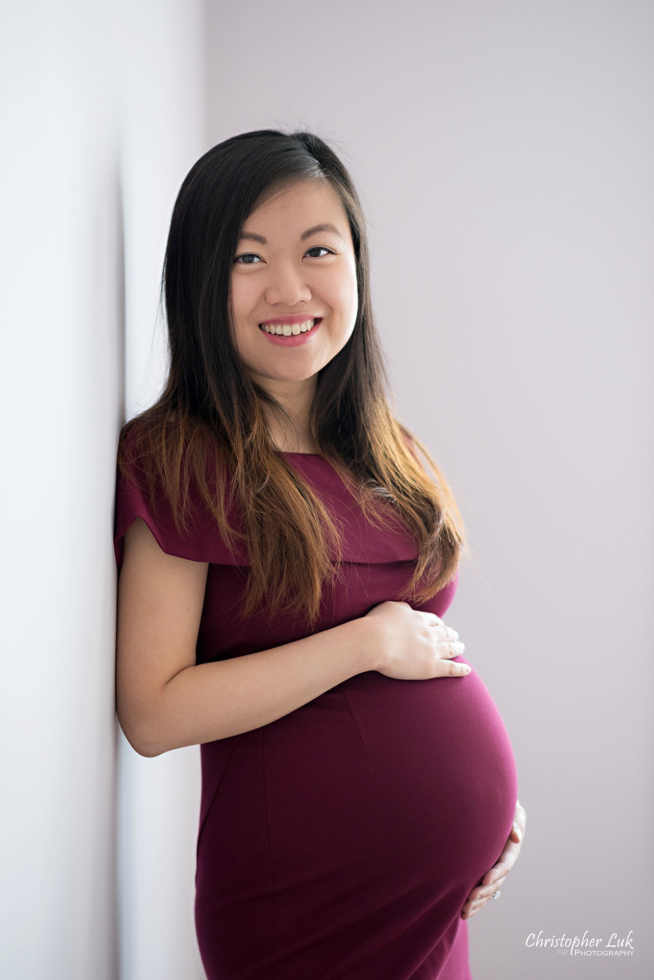 Christopher Luk Toronto Wedding Family Maternity Photographer - Markham Richmond Hill Toronto Natural Candid Photojournalistic Mom Baby Bump Baby Pregnant Pregnancy Smile Belly Purple Vertical