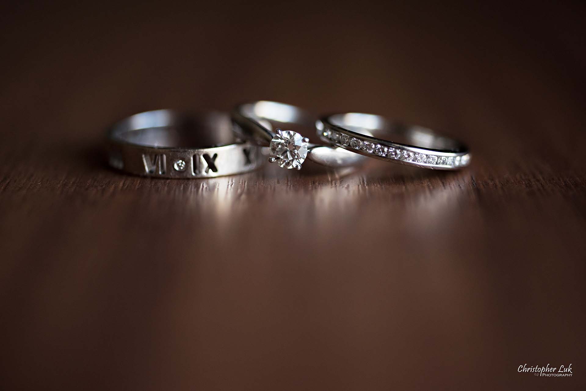 Christopher Luk Toronto Wedding Photographer Hotel Bride Getting Ready Details Diamond Engagement Ring Bands 