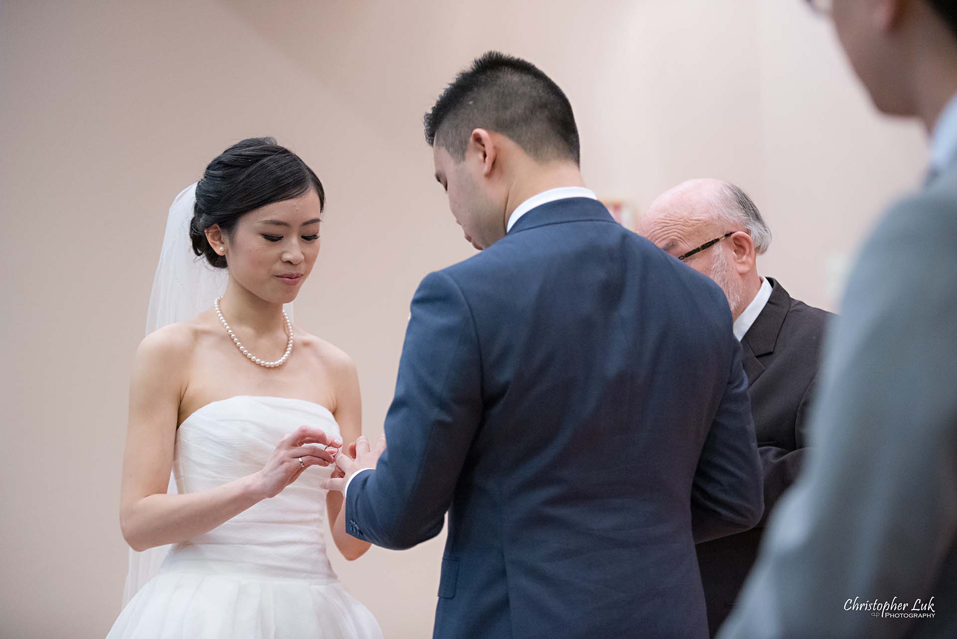 Christopher Luk Toronto Wedding Photographer Chinese Gospel Church Scarborough Ceremony Processional Bride Groom Exchange Rings Bands Vows