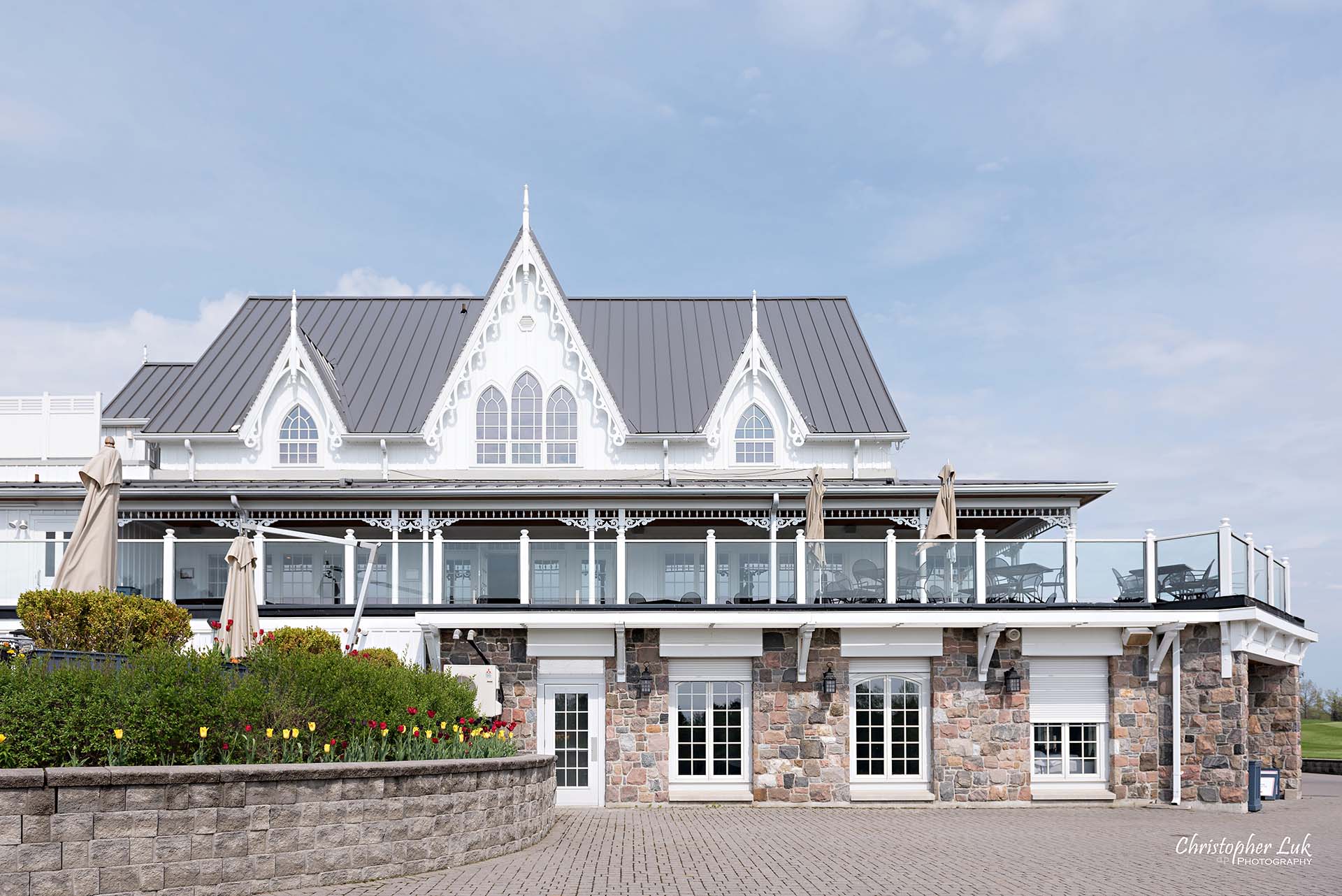 Christopher Luk Toronto Wedding Photographer Angus Glen Golf Club Markham Victoria Room Kennedy Loft Main Historic Estate Building Back Rear Covered Patio Verandah Pro Shop