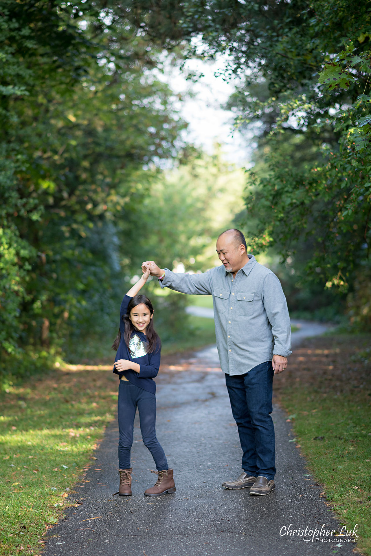 Christopher Luk Family Photographer Toronto Markham Candid Natural Photojournalistic Father Daughter Dancing Twirl Spinning