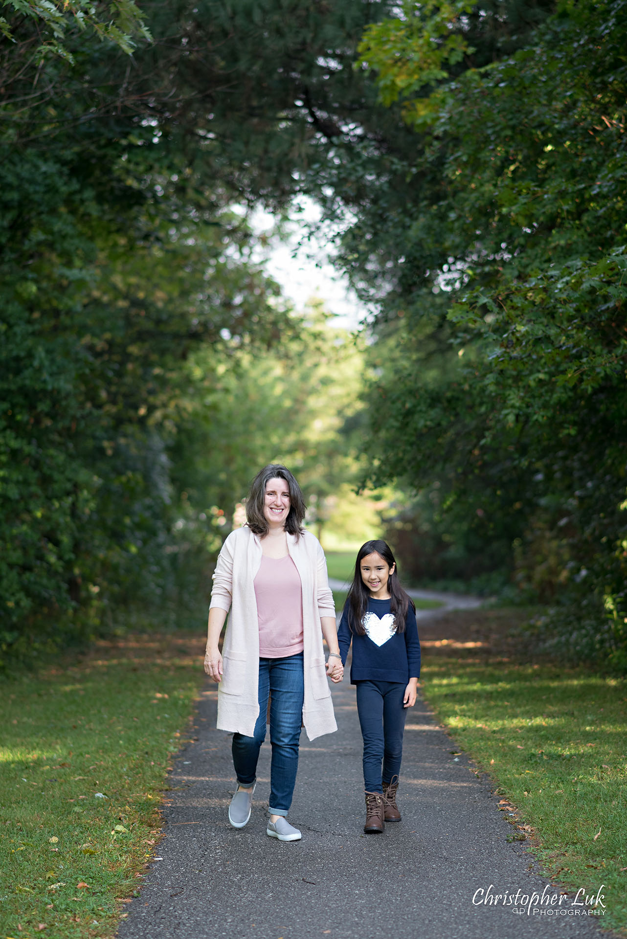 Christopher Luk Family Photographer Toronto Markham Candid Natural Photojournalistic Mother Daughter Walking Together Holding Hands