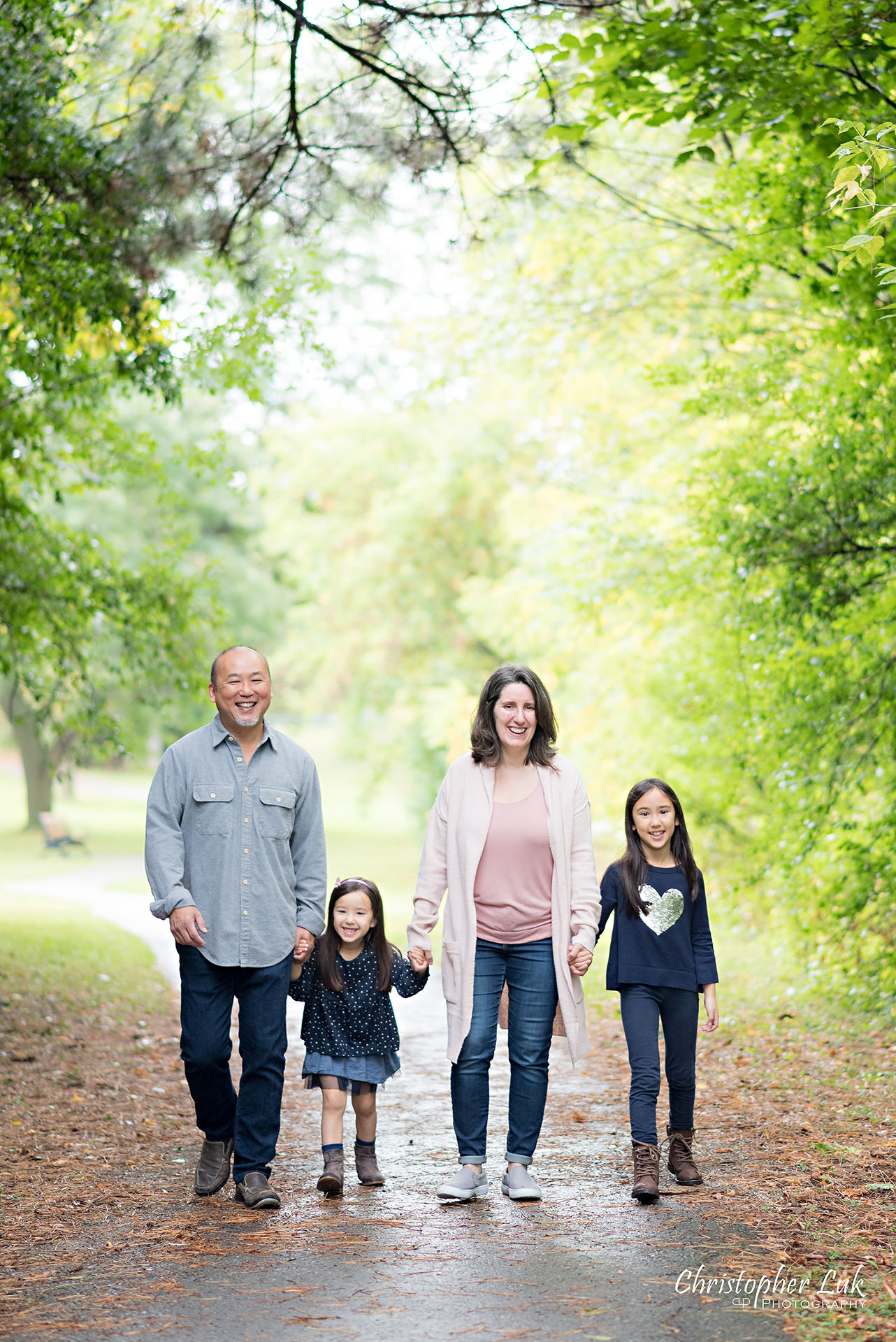 Christopher Luk Family Photographer Toronto Markham Candid Natural Photojournalistic Father Dad Mom Mother Motherhood Fatherhood Daughters Sisters Holding Hands Walking Together