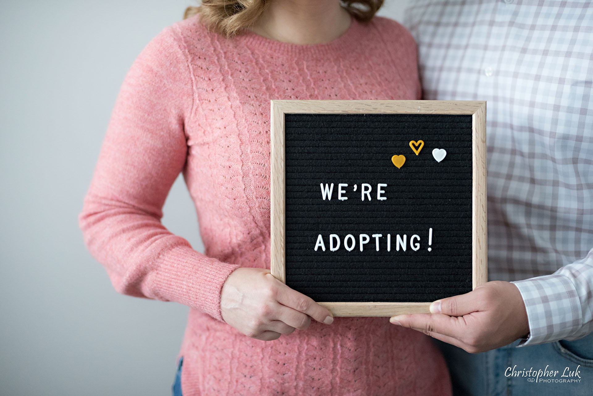 Christopher Luk Toronto Markham Family Adoption LifeBook Photographer Pictures Photos Children Session Parents We're Adopting Letter Board Sign Landscape