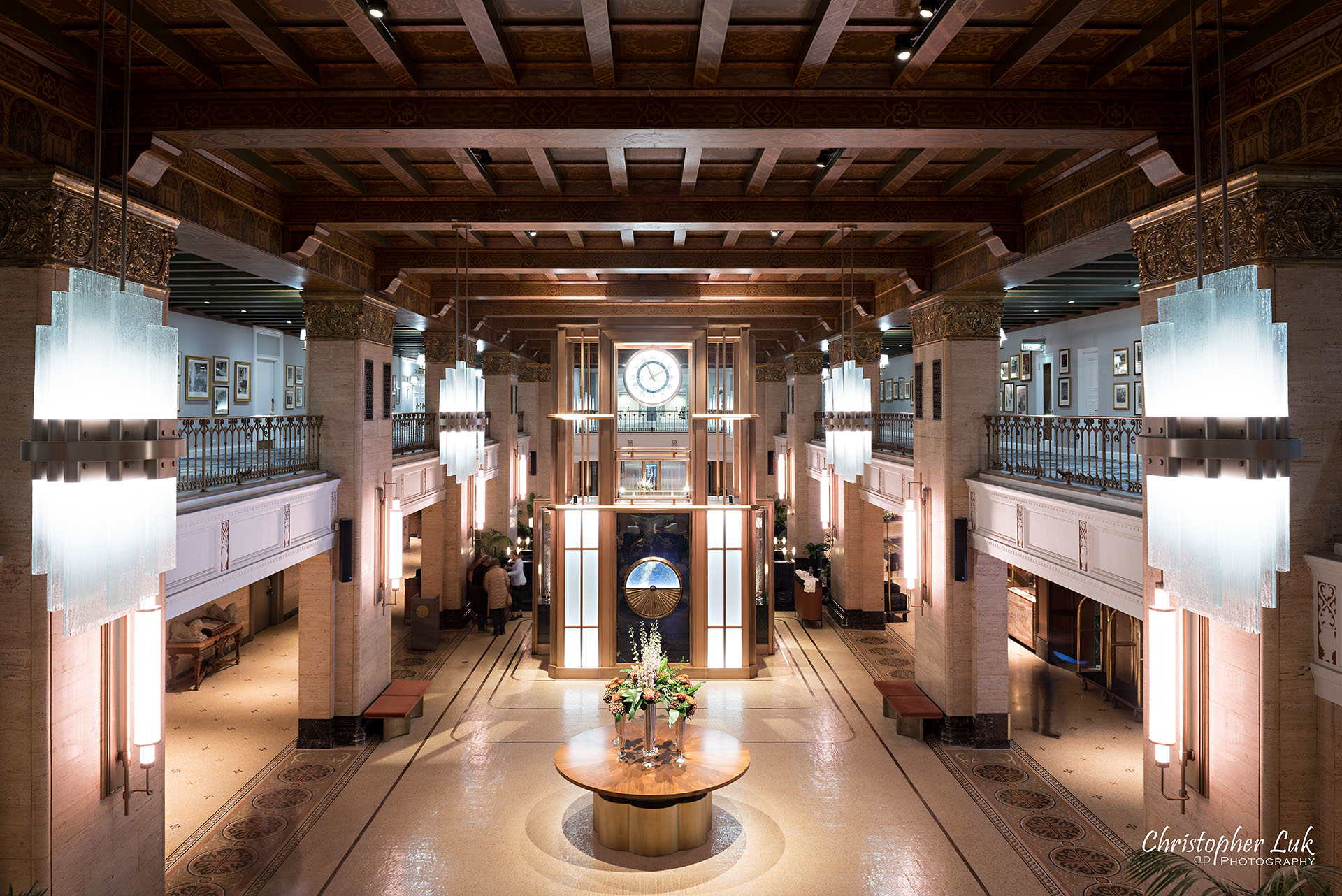 Toronto Fairmont Royal York Hotel Wedding Christopher Luk Photographer Photography Main Lobby Clock Tower Entrance Elevated