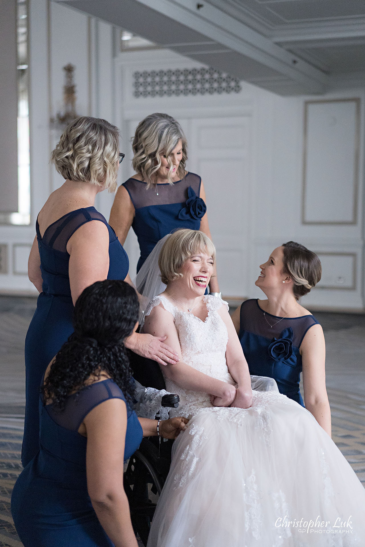 Toronto Fairmont Royal York Hotel Wedding Christopher Luk Photographer Photography Bride Getting Ready Kleinfeld Hudsons Bay Wedding Gown Dress Maid of Honour Bridesmaids Natural Candid Photojournalistic Detail