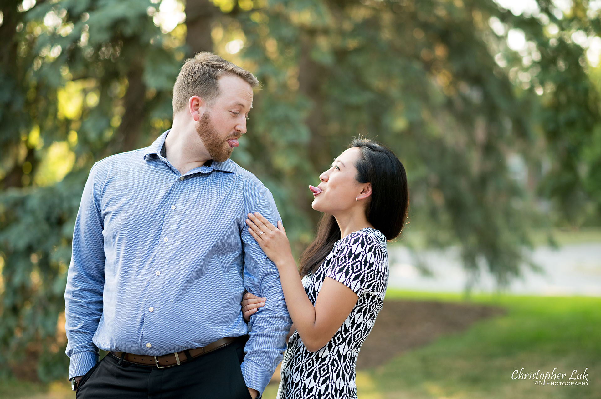 Christopher Luk Photographer Heintzman House Markham Sunset Surprise Wedding Marriage Engagement Proposal She Said Yes Funny Faces Tongue Out