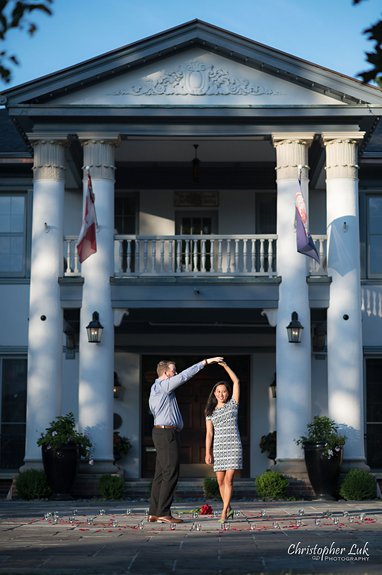 Christopher Luk Photographer Heintzman House Markham Sunset Surprise Wedding Marriage Engagement Proposal Bride Groom Dancing Twirling Spinning