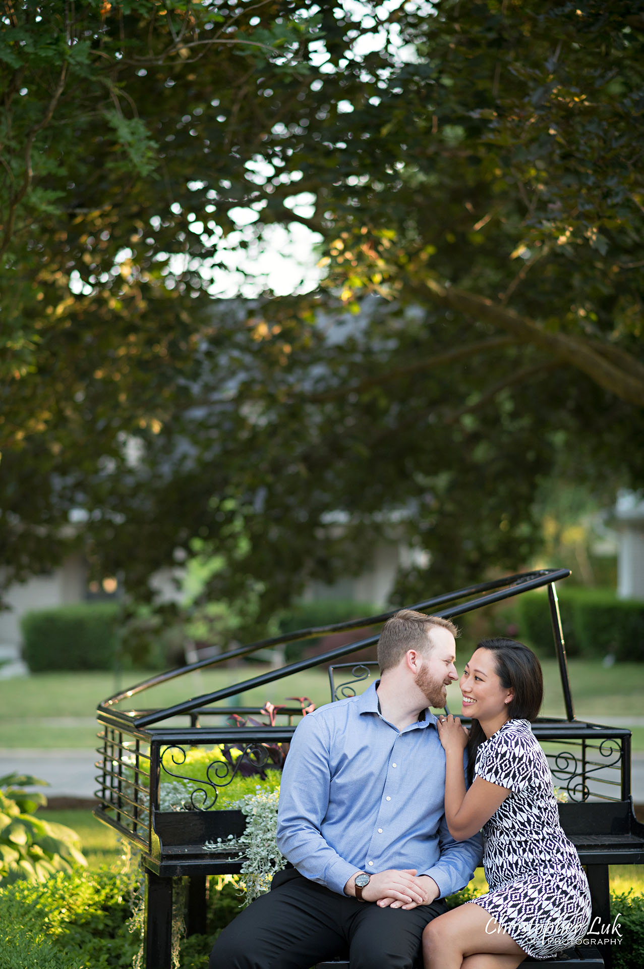 Christopher Luk Photographer Heintzman House Markham Sunset Surprise Wedding Marriage Engagement Proposal Bride Groom Grand Piano Planter Cute Hug Sitting Portrait