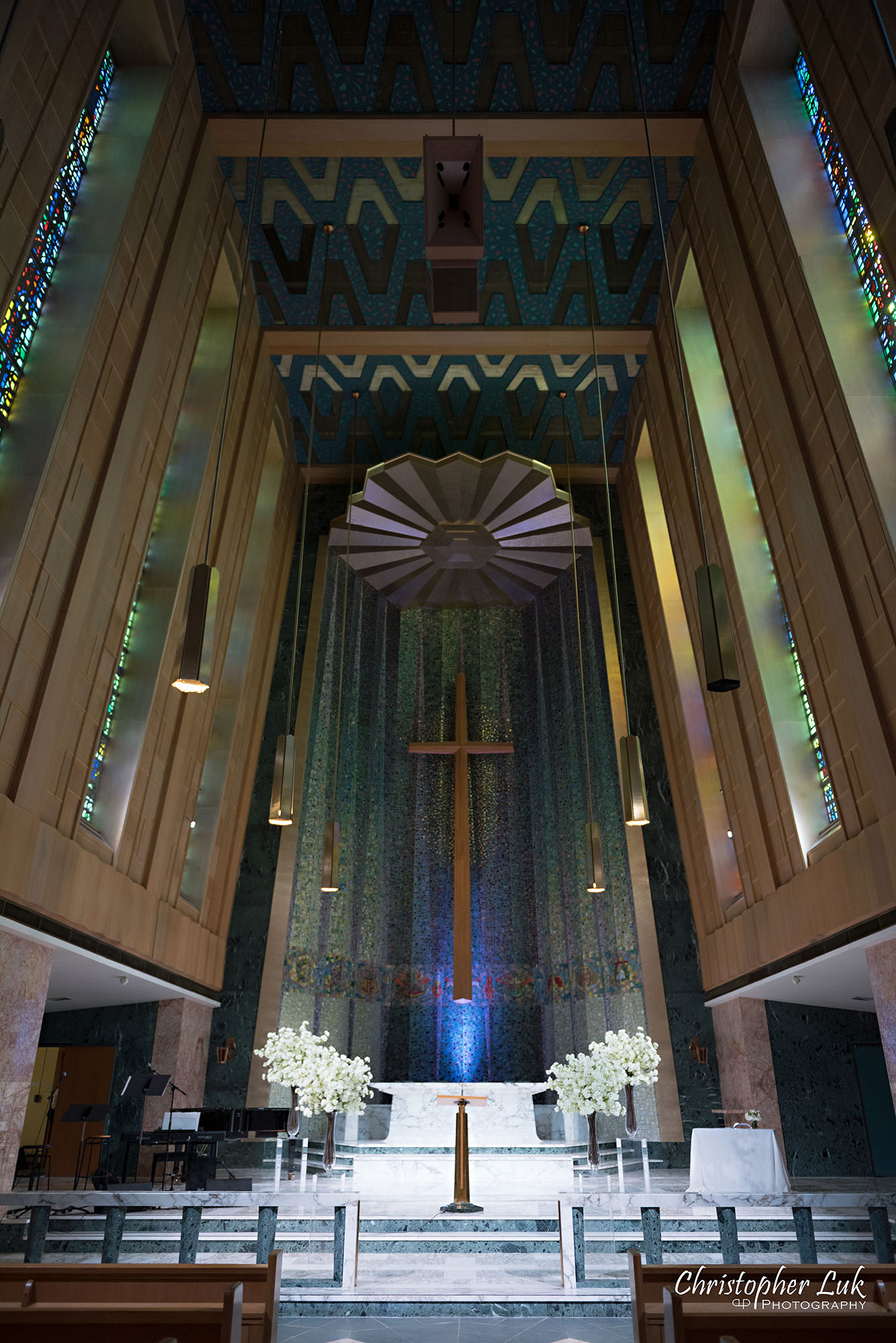 Christopher Luk Toronto Wedding Photography Tyndale Chapel Church Ceremony Venue Location Altar Ceiling