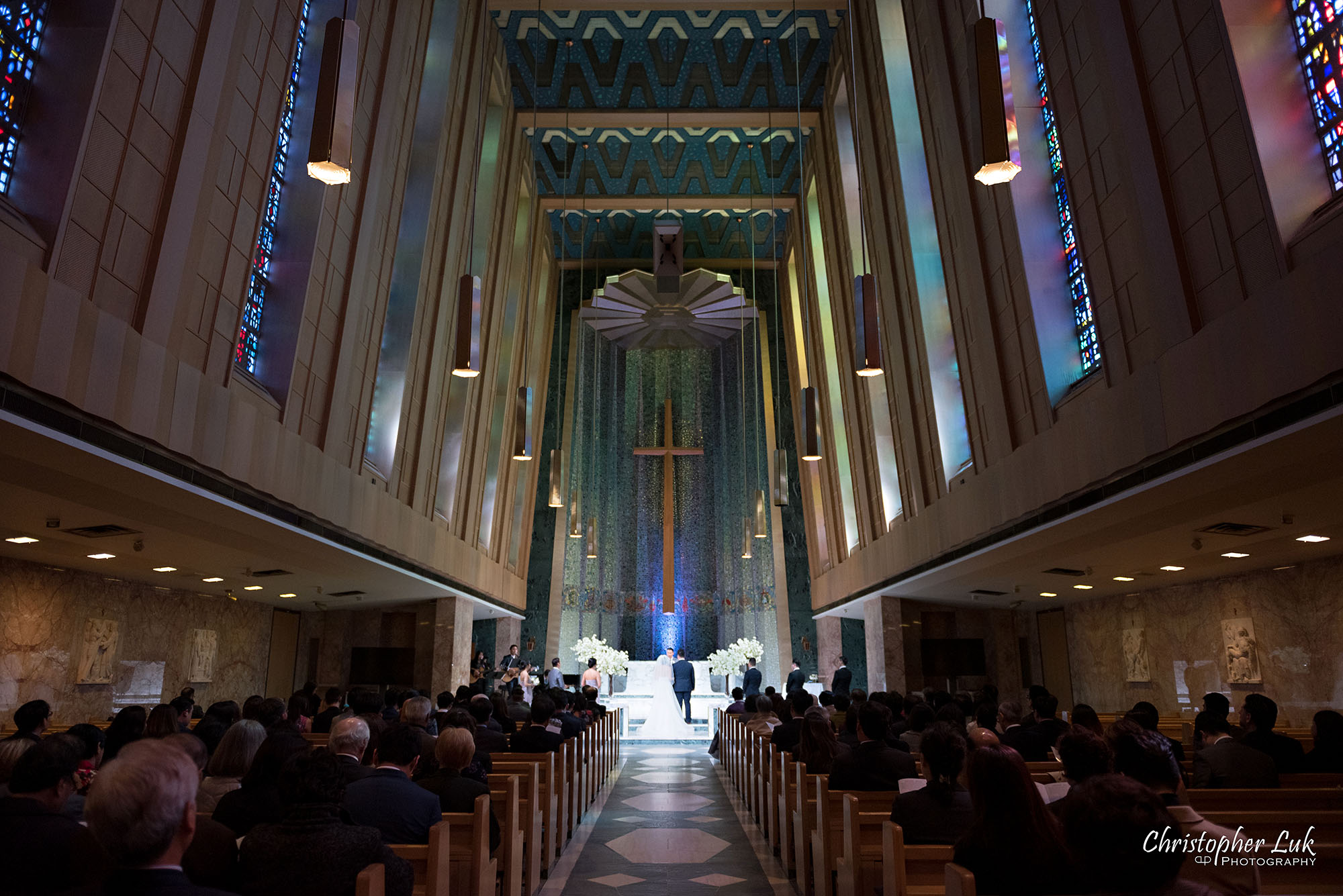 Christopher Luk Toronto Wedding Photography Tyndale Chapel Church Ceremony Venue Location Bride Groom Altar Landscape Wide