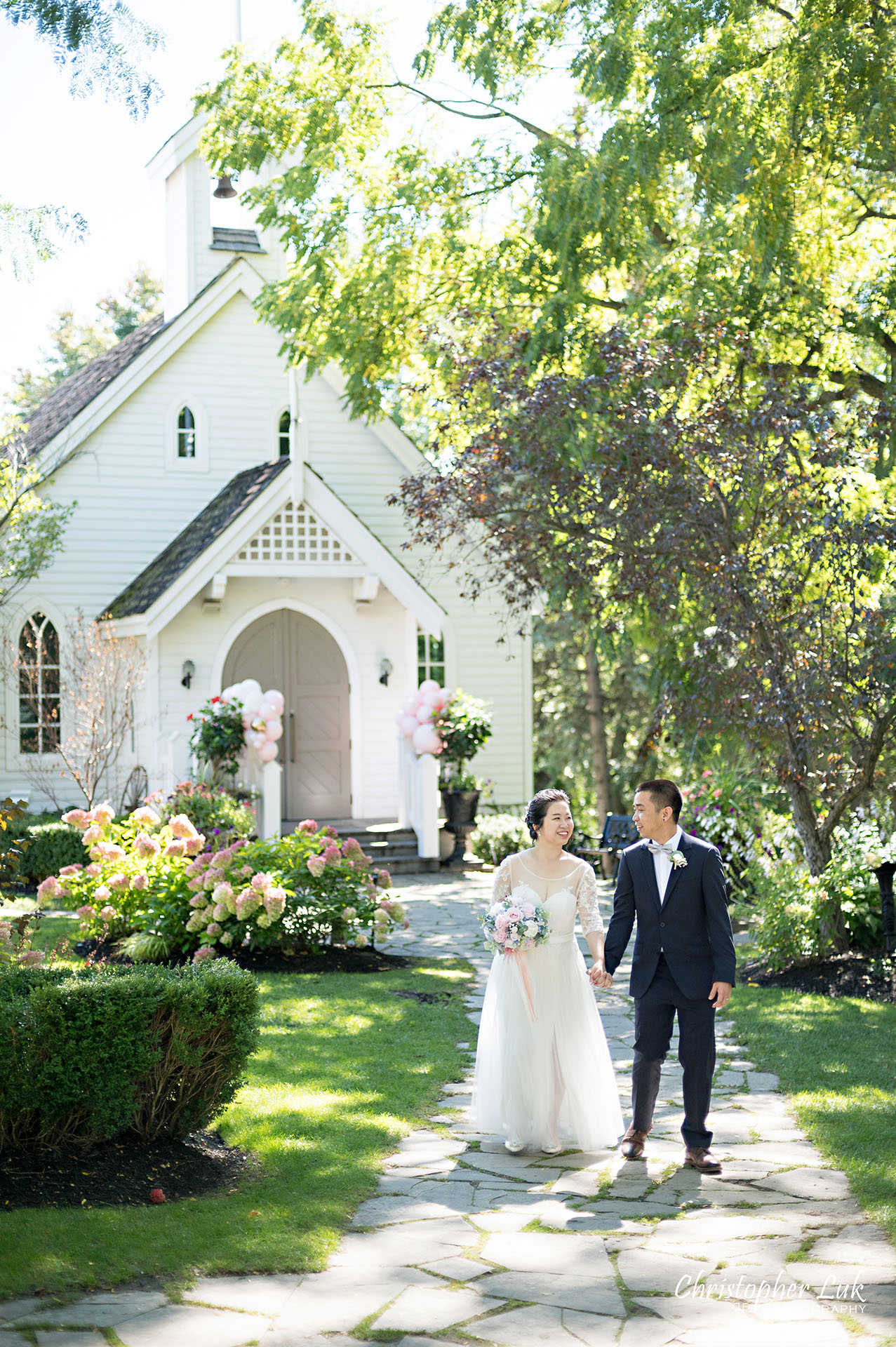 Christopher Luk Toronto Wedding Photographer The Doctor's House Chapel Kleinburg Natural Candid Photojournalistic Posed Bride Groom Garden Holding Hands Walking Together Portrait Micro Microwedding 
