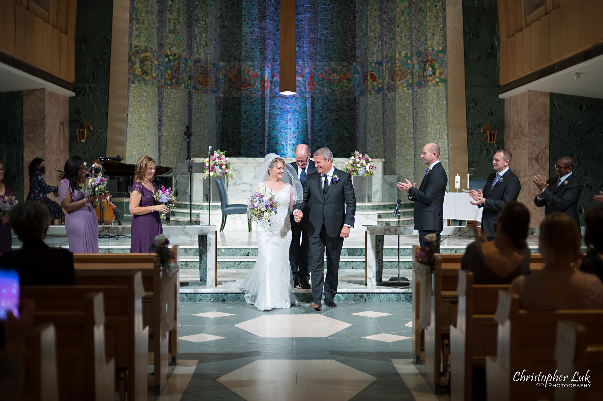 Christopher Luk Toronto Wedding Photographer Natural Candid Photojournalistic Tyndale Chapel Church Ceremony Bride Groom Celebrate Celebration Recessional  