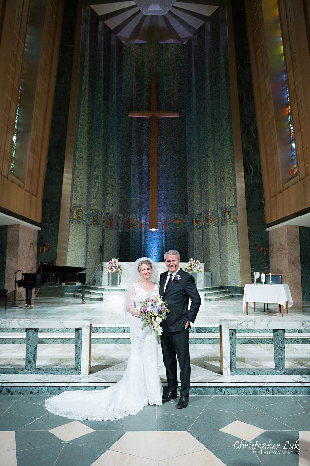 Christopher Luk Toronto Wedding Photographer Natural Candid Photojournalistic Tyndale Chapel Church Ceremony Bride Groom Altar Cross Portrait 