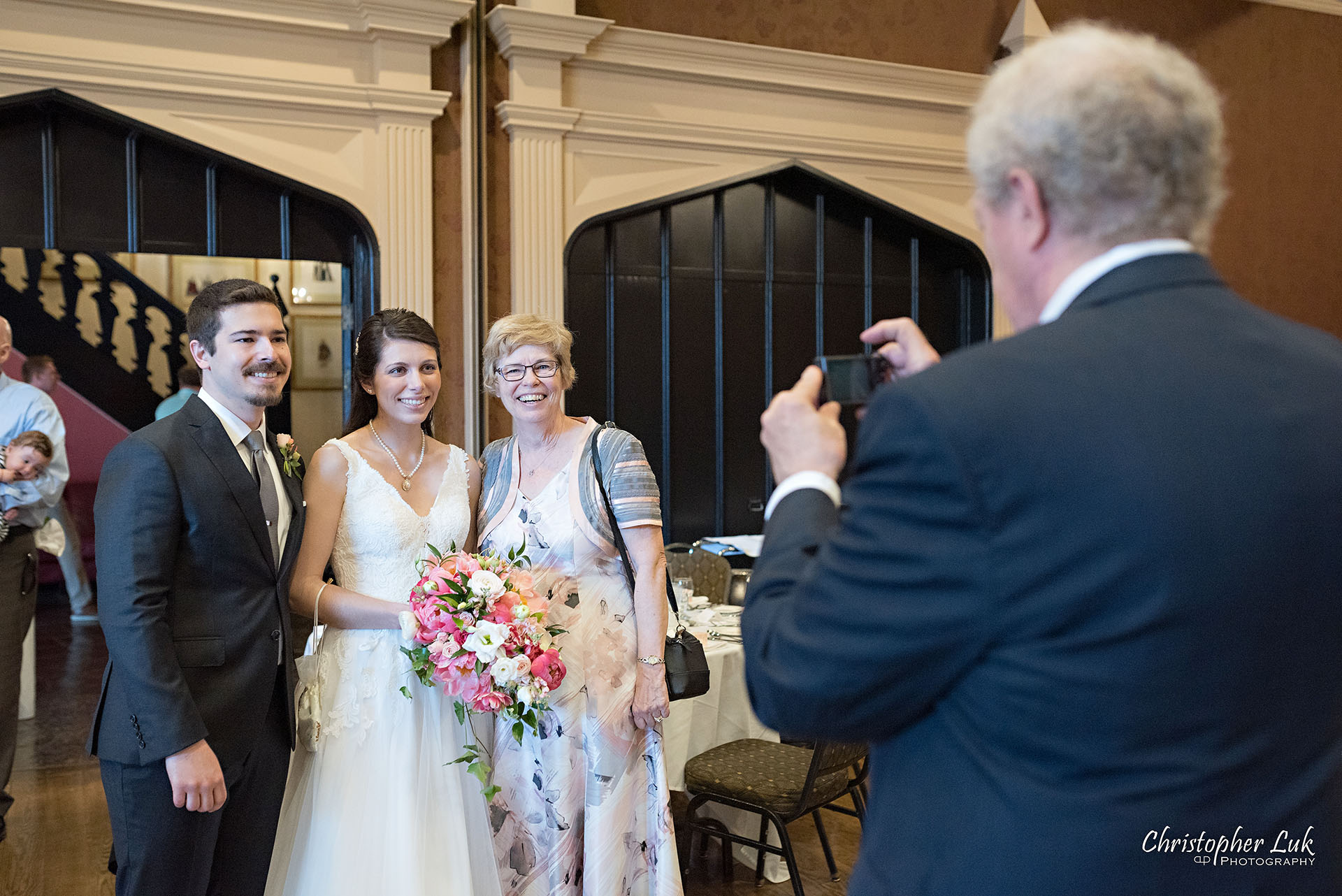 Christopher Luk Old Mill Toronto Wedding Photographer Wedding Bride Groom Guest Natural Candid Photojournalistic Over the Shoulder