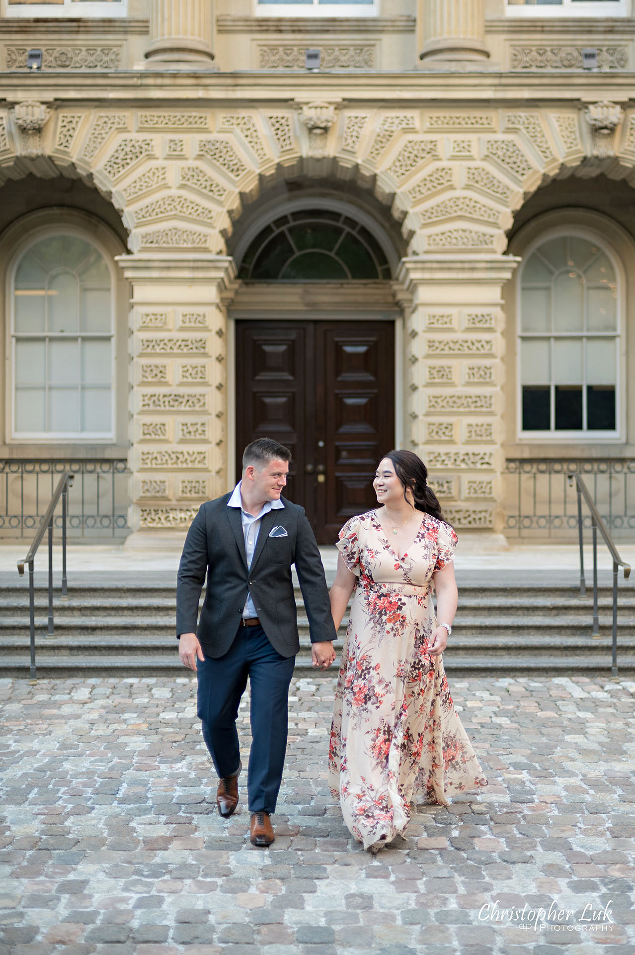 Christopher Luk Toronto Wedding Photographer Engagement Photos Pictures Session Osgoode Hall Nathan Philips Square City Hall Bride Groom Natural Candid Photojournalistic Organic Sunset Holding Hands Walking Together Portrait