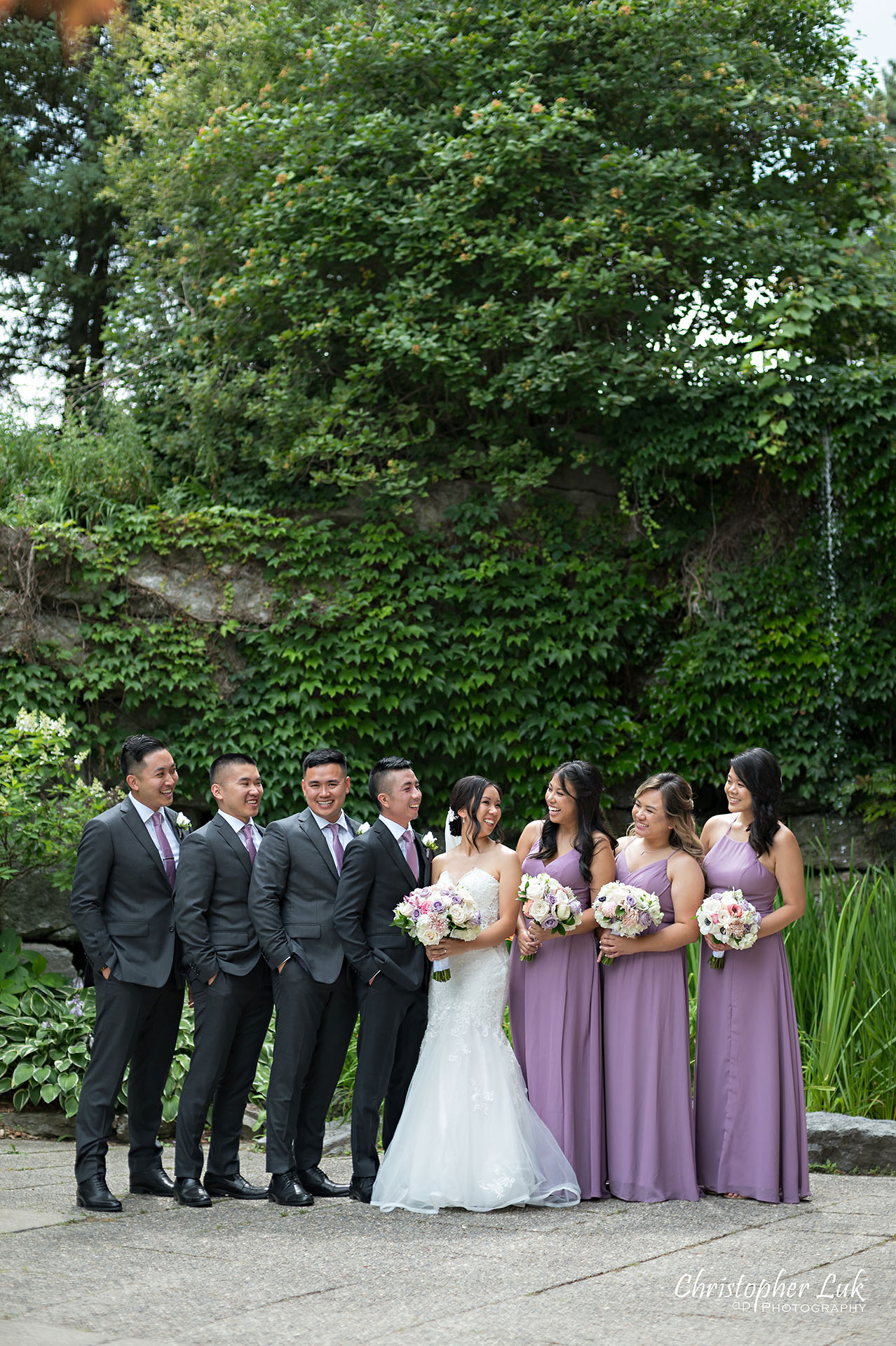 Toronto Wedding Photography Candid Natural Photojournalistic Organic Bride Groom Bridesmaids Groomsmen Waterfall Portrait