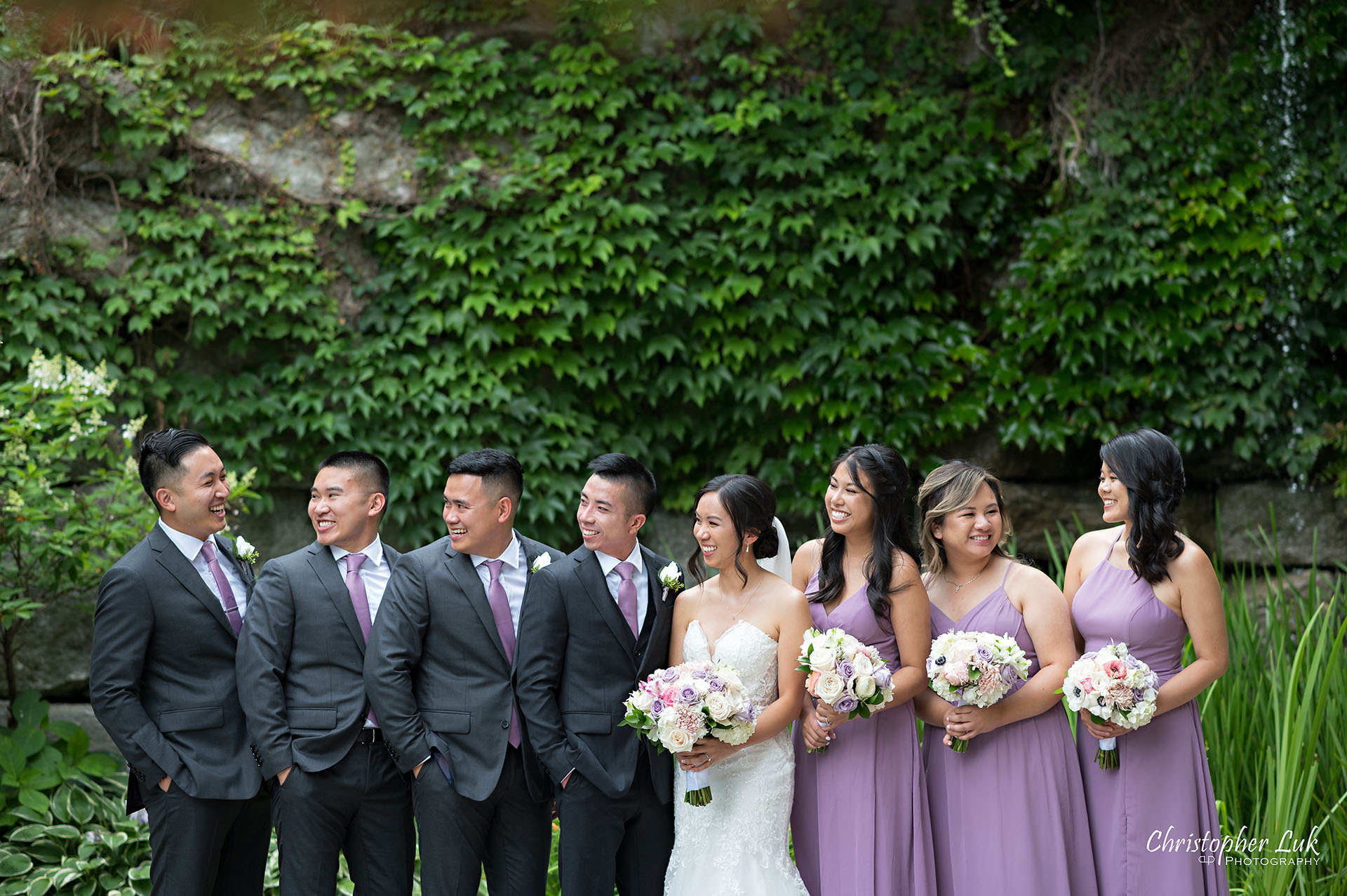 Toronto Wedding Photography Candid Natural Photojournalistic Organic Bride Groom Bridesmaids Groomsmen Waterfall 