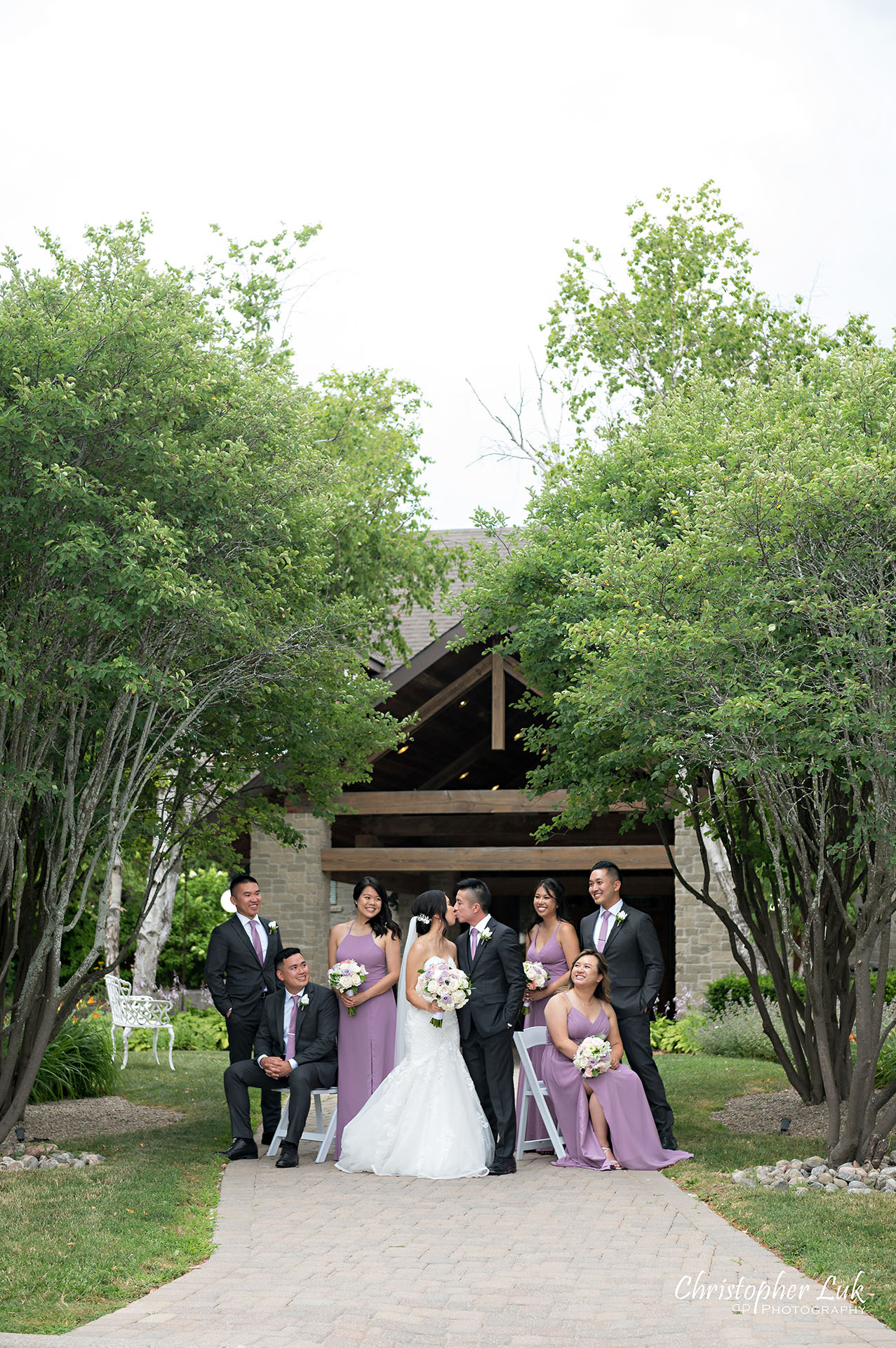 Toronto Wedding Photography Candid Natural Photojournalistic Organic Bride Groom Bridesmaids Groomsmen The Manor Entrance Kiss Portrait