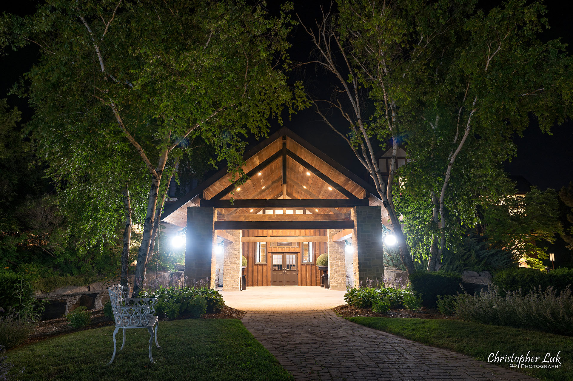 Toronto Wedding Photography The Manor Alexander Elizabeth Hall Dinner Reception Entrance Exit Nighttime Long Exposure