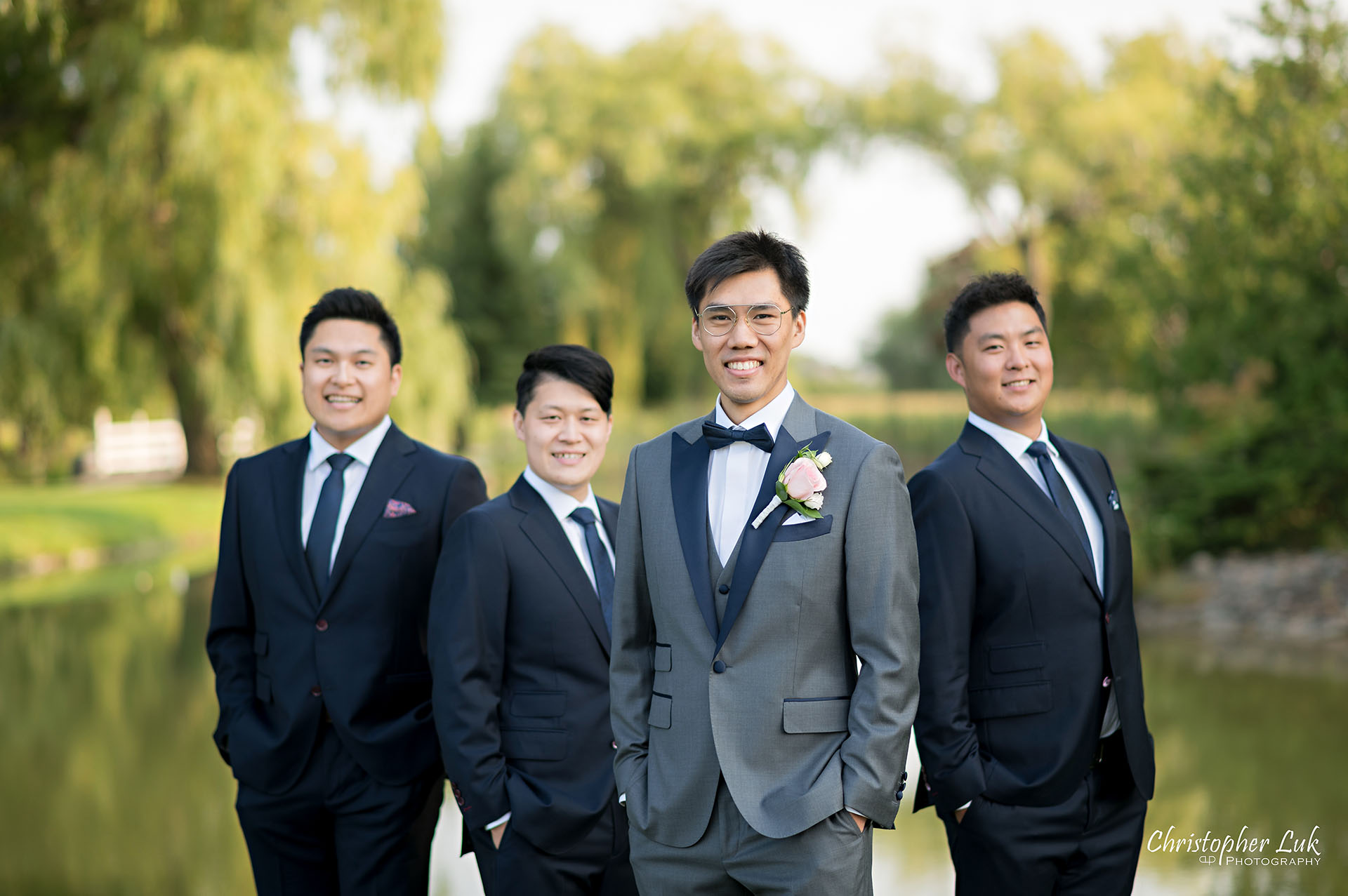 Willow Springs Winery Groom M2M Bespoke Suit Groomsmen Smile