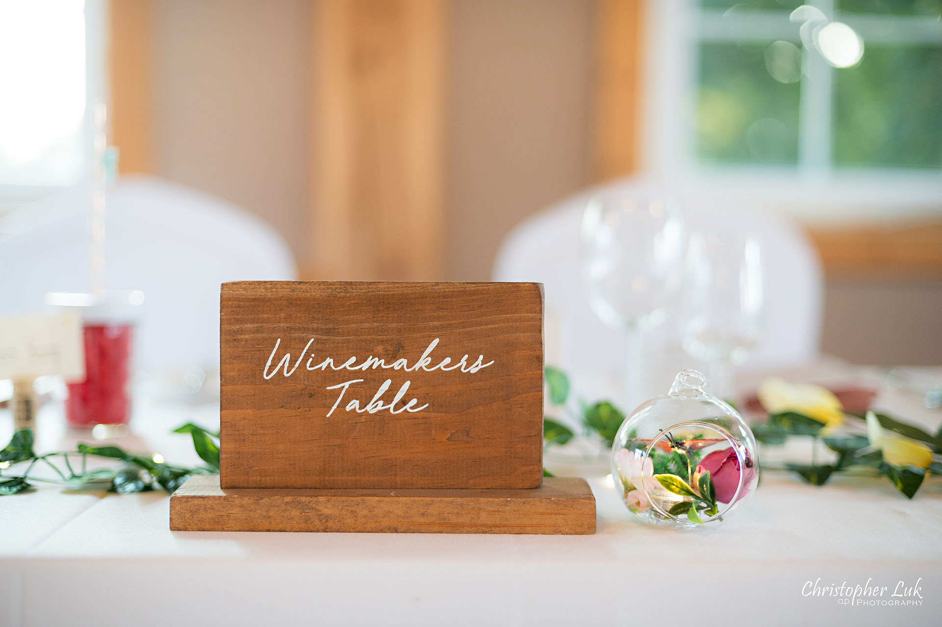Willow Springs Winery Winemaker's Pavilion Wide Dinner Reception Head Table Sign Decor Decoration