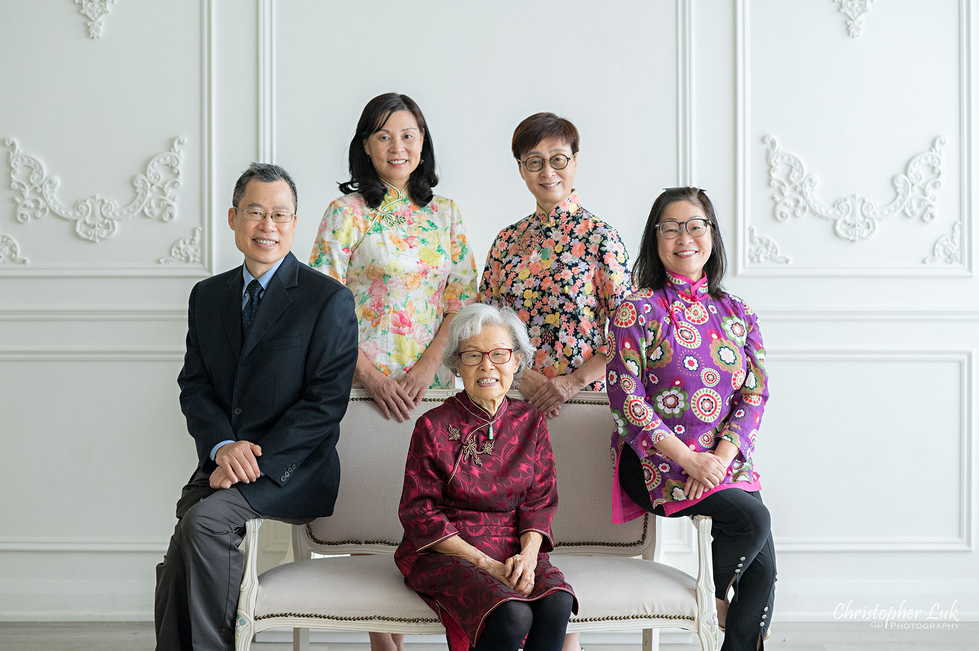 Grandmother Grandma Aunts Uncle Son Daughters Brother Sisters Group Family Photo Cheongsam QiPao Traditional Chinese Dress